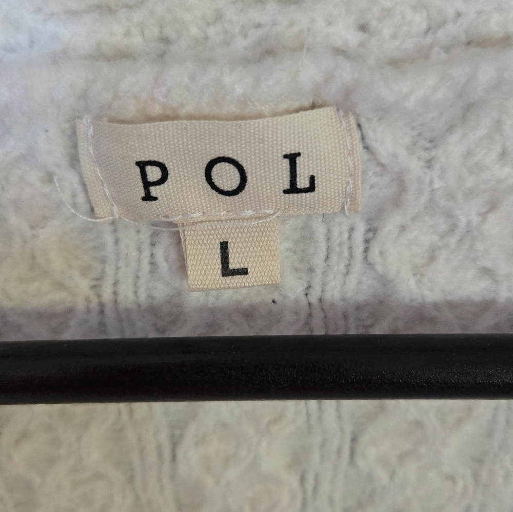 NWOT, POL, Cream SOFT Cable Knit Cardigan with Belt, Sz. L - Picture 2 of 10